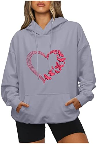 Oplxuo Модни Блузи За Свети Валентин, Дамски Свободна Hoody Оверсайз, Сладък Пуловер С Принтом Сърце Любов, Блузи, Подарък