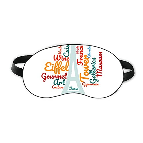 Франция Париж-Айфеловата Кула Wordcloud Sleep Eye Shield Мека Нощна Превръзка На очите на Сивата чанта за Носене