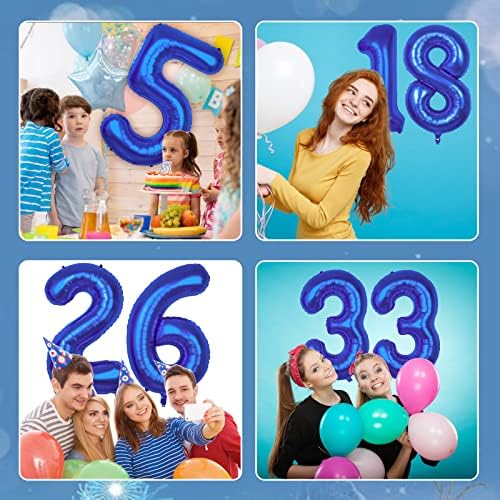 Гигантски Тъмно син балон с номер 8, 40-инчов балон с номер 8, Синя за декорация с 8-ия рожден ден | Майларовый Зелен