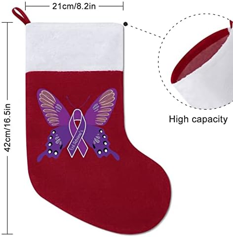 Осъзнаването на болестта на Алцхаймер Пеперуда Червени Коледни Празници Чорапи Дом Декорации за Коледната Елха Окачени