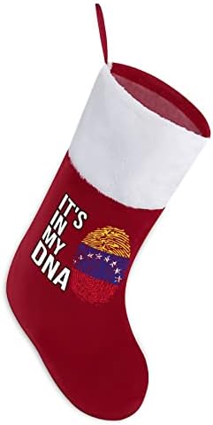 Това е в Моята ДНК Червени Коледни Чорапи с Флага на Венецуела, Украса за Дома, Коледна Елха, Висящи Чорапи за Камината