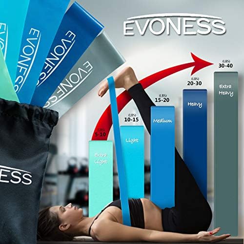 EVONESS - Дъвка за упражнения със силова тренировка за краката, задните части и Свещеници, Домашен Фитнес-набор от 5