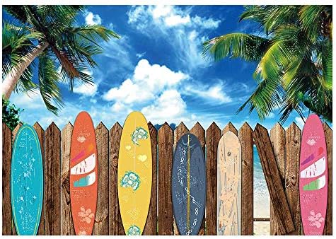 Funnytree 10 x 8 ФУТА Лятна Дъска за сърф, Фон за снимки на плажна тема, Фон за снимки на Морския бряг, Тропически Хавайски