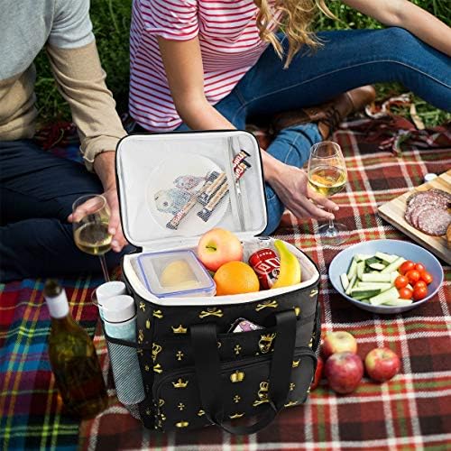 Чанта-Хладилник MNSRUU със Златен Модел на Черепа, Изолирани Чанти за Обяд, Чанта за Пикник, Контейнер с Регулируем пагон