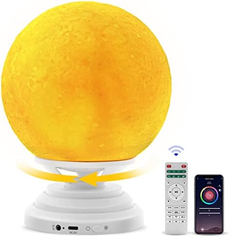 LUXONIC 5,9-инчов Умна Лунна Лампа с Bluetooth-високоговорител, 16 Цвята, RGB, Завъртане База, Естествени Звуци, led