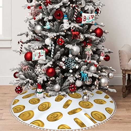 Пола за Коледната елха с тапицерия pom-помераните от Златни Монети Дожа Празнична Коледна Украса за Дома 48
