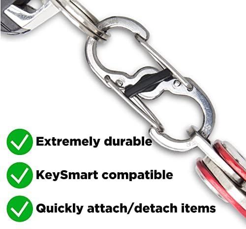 KeySmart - Компактен държач за ключове и органайзер за ключодържатели (до 8 ключа, червено) В комплект с компактен държач