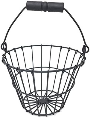 Метална кошница за яйца, кръгла и с дървена дръжка, черна от EggBaskets