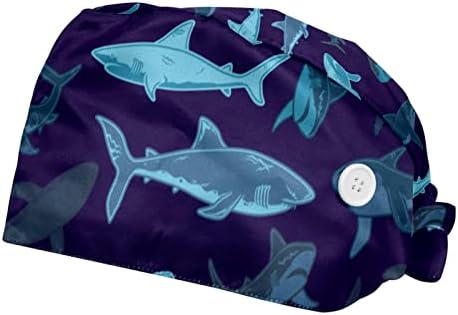 2 Опаковане на Тъмно-Сини работни кепок Акули с учебната лента за жени и мъже, Шапчица-Тюрбан с начесом