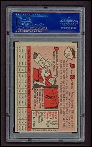1958 Topps 473 Бил Рен Бостън Ред Сокс (бейзболна картичка) PSA PSA 7.00 Ред Сокс