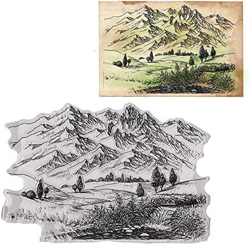 Threetols Планински Фон Прозрачни Печати за Направата на Картички, Дърво Прозрачни Гумени Печати Сценарные Печати за