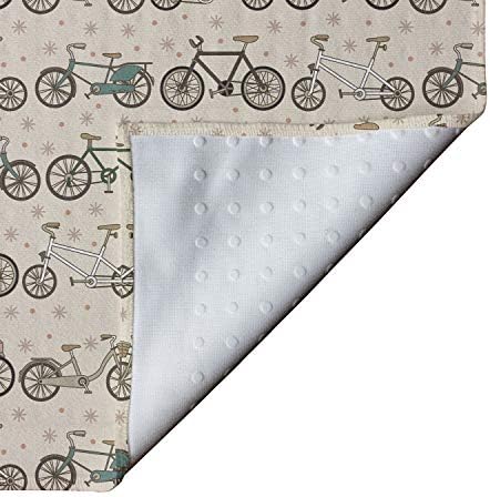 Кърпа за колоездене подложка за йога Ambesonne, ретро-Модел с Различни Велосипедными Флорални детайли и точки за забавна