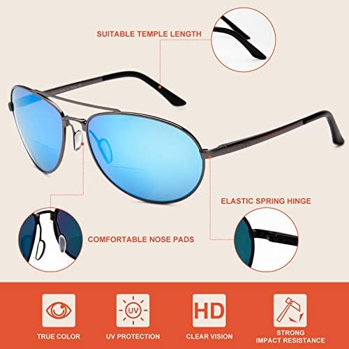 Amorays Бифокални Очила за Жени и Мъже, 2 Опаковки Слънчеви очила в Ретро стил UV400 с Пружинным тръба на шарнирна Връзка,