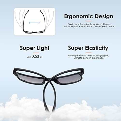 Мъжки Бифокални очила CARA 2 пакета Премиум-клас за четене, Дамски Слънчеви Очила лека гъвкава рамка TR90, Защита от