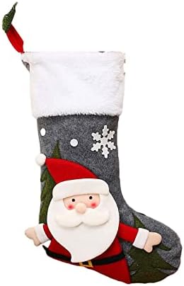 ODHWAX Големи Коледни Чорапи в Клетка с Плюшени Белезници, Декор за Отглеждане, Подарък Пакет