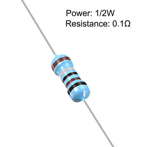 uxcell 50 бр. Резистор 0,1 Ома 1/2 W, метални Филм Резистори с толеранс 1%, Оловни, 5 ленти за електронни проекти и експерименти