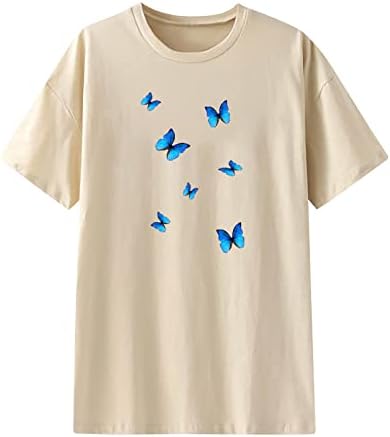 Ризи за Жени,Дамски Топ с кръгло деколте и Къс Ръкав, Тениска, Блуза, Свободно Намаляване, Ежедневни Върхове, Красиви