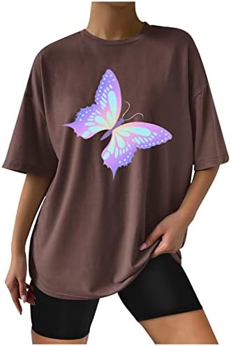 Ризи за Жени,Дамски Топ с кръгло деколте и Къс Ръкав, Тениска, Блуза, Свободно Намаляване, Ежедневни Върхове, Красиви