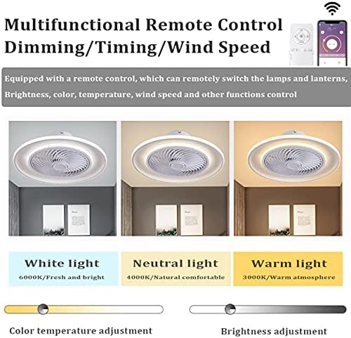 Безшумен вентилатор на Тавана FEHUN със светлина и дистанционно управление 3 Скорости Led на Вентилатора с регулируема
