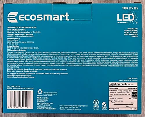 Led лампа дневна светлина EcoSmart мощност 75 W в еквивалент с регулируема яркост на Energy Star LED (2 бр.)
