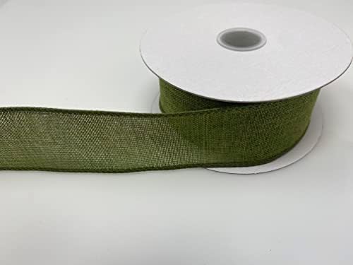 Доставка на цветя Онлайн - 1,5-инчов лента от ленена тъкан с тел край. Лента от полиестер с уникална текстура и