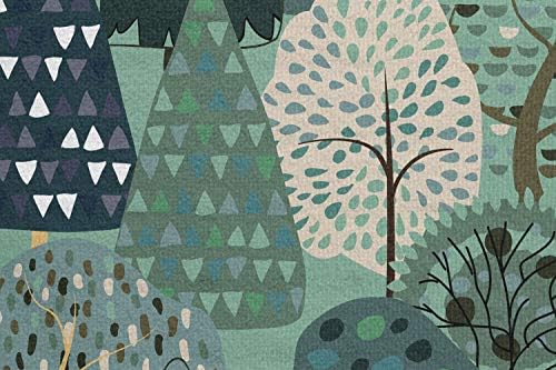 Кърпа за подложка за йога Ambesonne в ботаническата стил, Растителни Мотиви като Драскулки от Различни Анимационни дървета