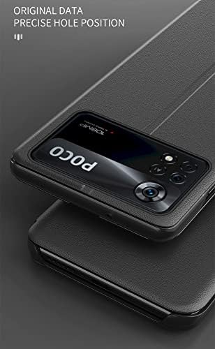 CCSmall Луксозен флип калъф за Xiaomi Poco M4 Pro 4G (не 5G). премиум-клас изкуствена кожа с функция smart сън/събуждане,