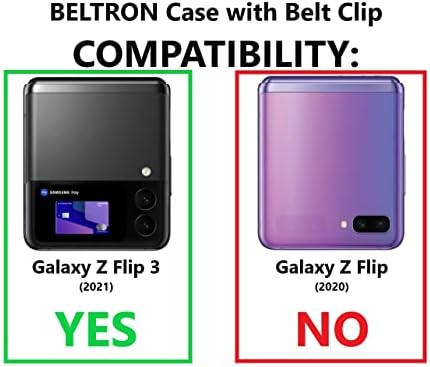 Калъф BELTRON със скоба за Galaxy Z Flip 3 5G, монтиране Здрав Защитен калъф с въртящ се набедренной кобур на колана