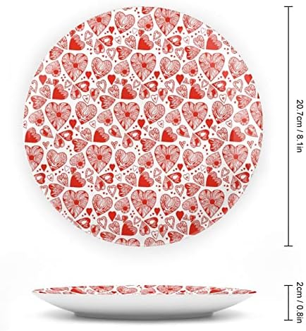 Червено Сърце Реколта Декоративна Чиния от Костен Порцелан със Стойка за Дисплея на Хубава Чиния Подарък За Дома