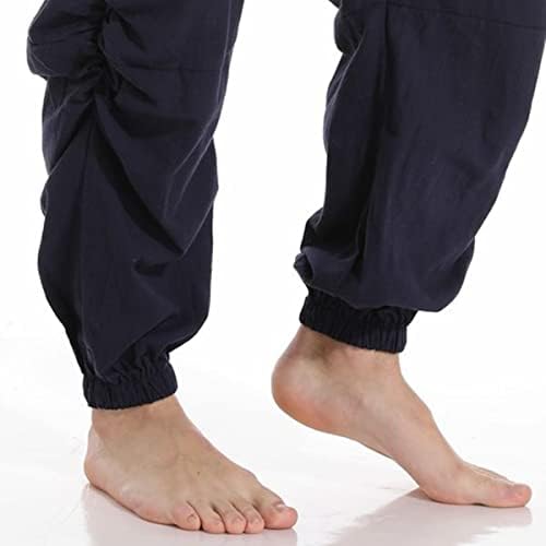 PACEIADTA мъжки памучни ленени панталони на експозиции, еластична талия, ежедневни Jogger панталони за йога