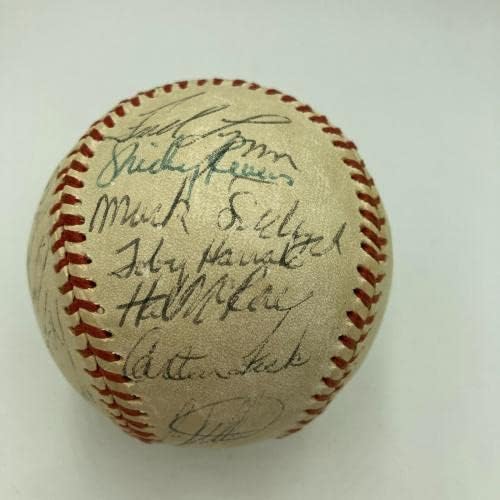 1976 Екипът на All Star Game Подписа бейзболен договор с Турманом Мансоном JSA COA - Бейзболни топки с автографи