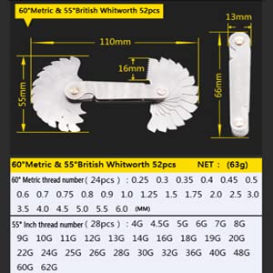 Измервателни уреди за измерване стъпка на резба Набор от Инструменти, Измервателни уреди за измерване на резби от Неръждаема