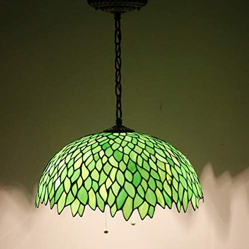 Окачен лампа WERFACTORY Тифани от Зелената Глициния с оцветени Стъкла, Окачена Лампа с Ширина 16 см, височина 40 см Серия