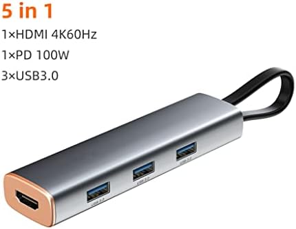 XDCHLK CABLETIME Multi 5 в 1 USB HUB Type C с поддръжка на 4K 60 Hz, Съвместим с USB 3.0 PD 100 Вата за PC Air