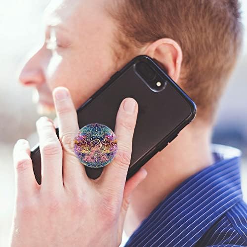 Универсален държач за телефон MOKKI, Поставка за пръстите на мобилен телефон за смартфони и таблети - (4 опаковки) Galaxy Мандала Синята Мъглявина Flower
