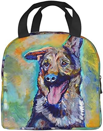 HAZIMCS Art Dog Абстрактна Чанта за Обяд Водоустойчив Изолирано Множество Чанта За Хранене Обяд Бокс Контейнер за Напитки