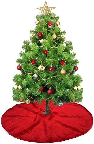 WXJ13 36 Инча Червен Плюшен Пола за Коледно Празнична Коледна Украса