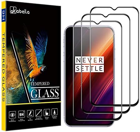 Протектор на екрана AKABEILA Oneplus 6T [3 опаковки] от Закалено стъкло за Oneplus 6T Премиум-клас [с Пълно покриване]