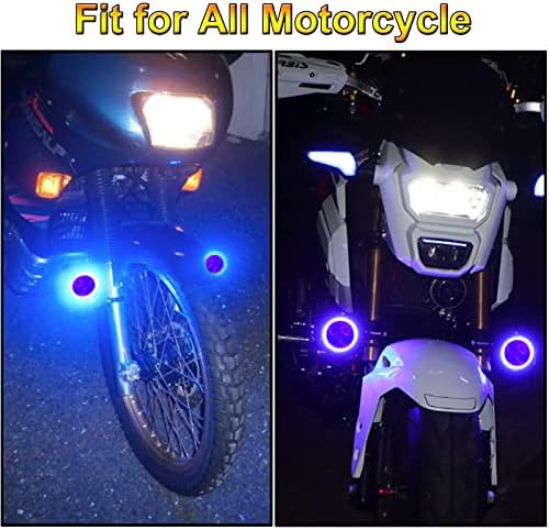 1 Чифт 12 W led Прожектор за мотоциклет, 3-Инчов Кръгли Мотоциклетни Допълнителни Светлини със Сини Ангелски Очи 12/24