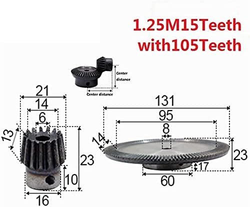 UTEYEEW 2 елемента 1:7 Конуса обратно Модул 1,25 15 зъбите Дупка 6 мм 105 зъбите Вътрешен отвор 8 мм 90 градуса автомобил