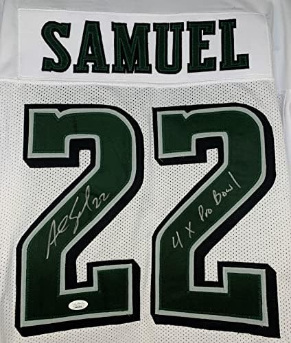 Asante Самуел - старши с автограф и надписа на тениската Philadelphia Eagles JSA