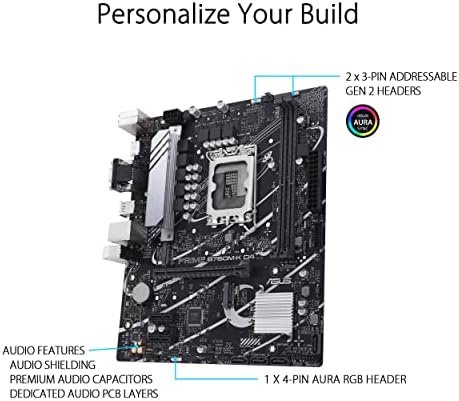 Дънна платка ASUS Prime B760M-K D4 Intel® B760 (LGA 1700) (13-ти и 12-ти поколения) mATX, PCIe 4.0, Два слота PCIe 4.0