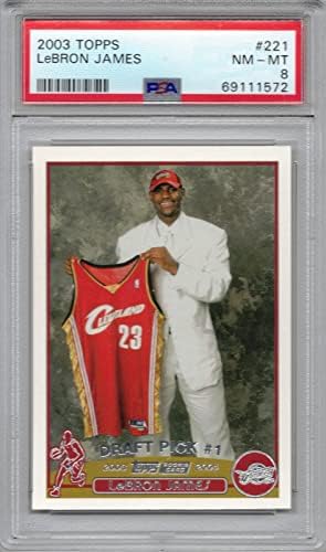 2003-04 Топпс Баскетбол 221 Карта начинаещ беше Леброн Джеймс С рейтинг PSA 8 От Мента до Мента