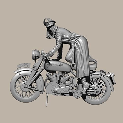 1/24 Фигурка От Смола Модел на Жената-Войник от Втората световна война и Мотоциклет Миниатюрен Комплект От Катран в Разглобено