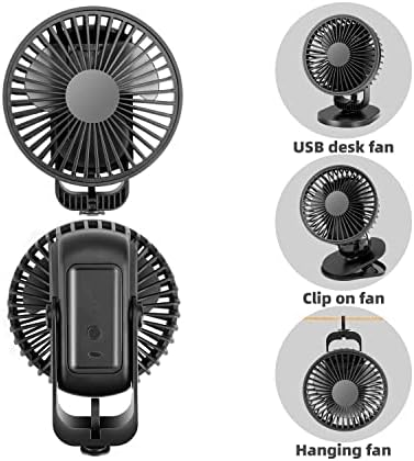 Вентилатор за колички Малък USB Настолен вентилатор, 6 инча, работещ на батерии, Акумулаторна батерия В продължение на