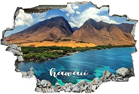 COCOKEN Hawaii Natural View 3D Счупени Стикери за стена Американски Хавай 24x16 Инчов Подвижен Стикер на Стената, Отклеивающийся