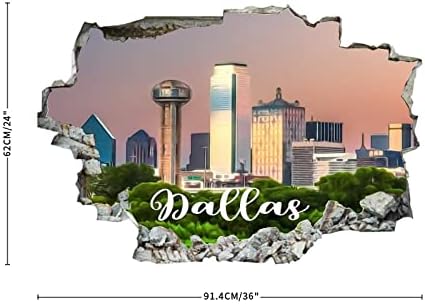 COCOKEN American Texas Dallas Painting Art Гледка към град Далас 3D Стикери за Стена, Стенни Изкуство е Подвижна Постер
