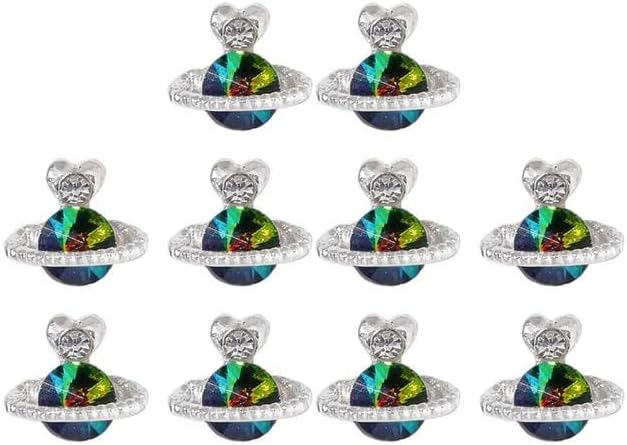 10шт Дизайн нокти Декор Сърце 3D Планета Дизайн Страхотен Визуален Ефект Кристал Чар, За Блестящи Нокти DIY Кубичен Цирконий