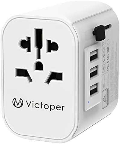 Victoper Универсален Адаптер за пътуване, Безопасен Мощен Европейски адаптер за пътуване, Зарядно устройство за няколко устройства за заземяване, Международен адапте