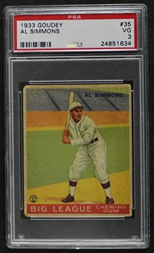 1933 Гуди 35 Ал Симънс Чикаго Уайт Сокс (бейзболна картичка) PSA PSA 3.00 Уайт Сокс